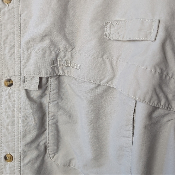 L.L BEAN Vintage Men Button Down Shirt Long Sleeve Size XXL TALL off White Cream - Picture 4 of 11